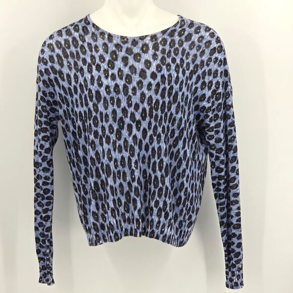 Nic Zoe Pebble Blues Knit Sweater Top Womens Size Large Leopard Fall Winter Soft - Picture 2 of 8
